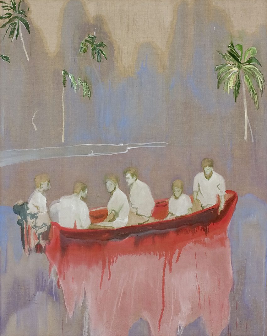 Peter Doig – Figures in Red Boat; 2005-2007, Öl auf Leinwand; 250 x 200 cm; Privatsammlung, New York; © Peter Doig. All Rights Reserved / 2014, ProLitteris, Zürich; Foto: Thomas Müller